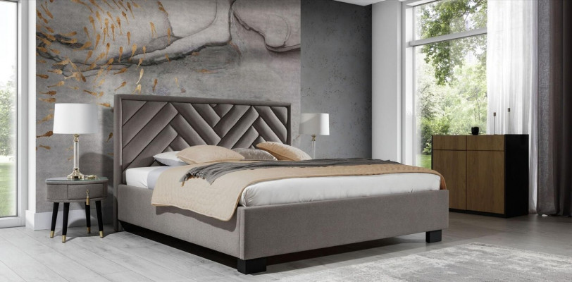 Literie Lit Mobilier Chambre Lits Taupe Marron 200x200cm Velours