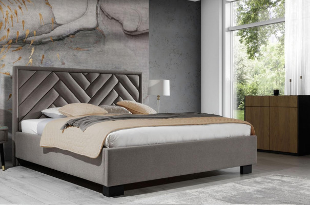 Literie Lit Mobilier Chambre Lits Taupe Marron 200x200cm Velours