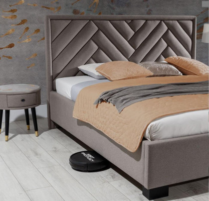 Literie Lit Mobilier Chambre Lits Taupe Marron 200x200cm Velours