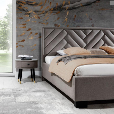 Literie Lit Mobilier Chambre Lits Taupe Marron 200x200cm Velours