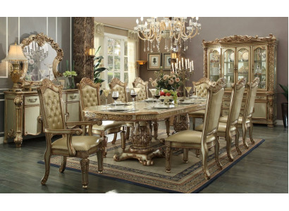 Salle à manger Ensemble Vitrine Table 8x Chaise Commode Miroir Baroque