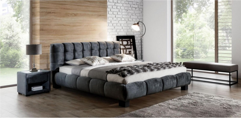 Lit Gris Chambre Mobilier Textile Design 160x200cm Lits Velours