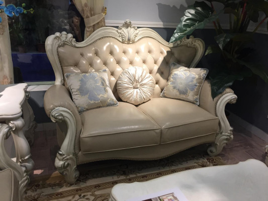 Canapé 2 places de luxe en cuir de canapé rembourré Chesterfield Suite Baroque