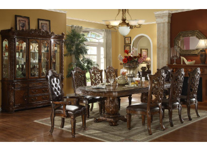 Salle à manger Groupe Baroque Rococo Table & 8x Chaises Chesterfield 9 pièces. ensemble