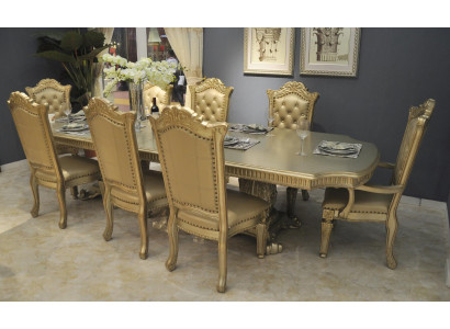 Salle à manger beige complète Ambiance designer Table à manger avec chaises