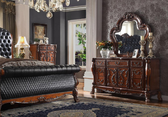 Commode Armoire avec miroir Commode noble Buffet Baroque Rococo Bois nouveau Buffet