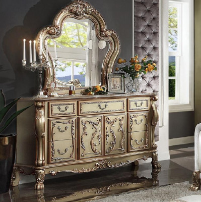 Noble Commode Buffet Commodes Armoire + Miroir Baroque Rococo Buffet en bois neuf