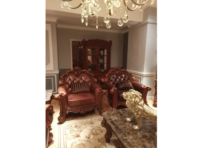 Fauteuil en cuir Canapé 1 place Canapés rembourrés Design Luxe Classique Simple place