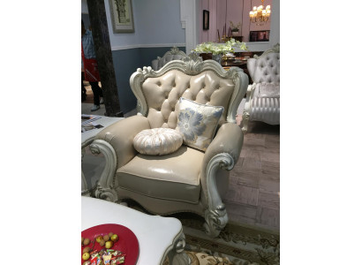 Siège rembourré 1 place style antique Fauteuils beige Bois Baroque Trône Fauteuil royal