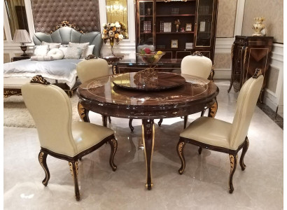Table à manger ronde 6 chaises Chaise Salle à manger Ensemble complet de meubles de décor Baroque