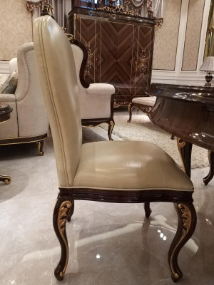 Table à manger ronde 6 chaises Chaise Salle à manger Ensemble complet de meubles de décor Baroque
