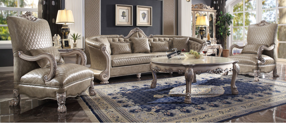 Canapé Rembourrage Table basse Bois 4 pièces Mobilier de luxe Ensemble de canapé Canapés Suite