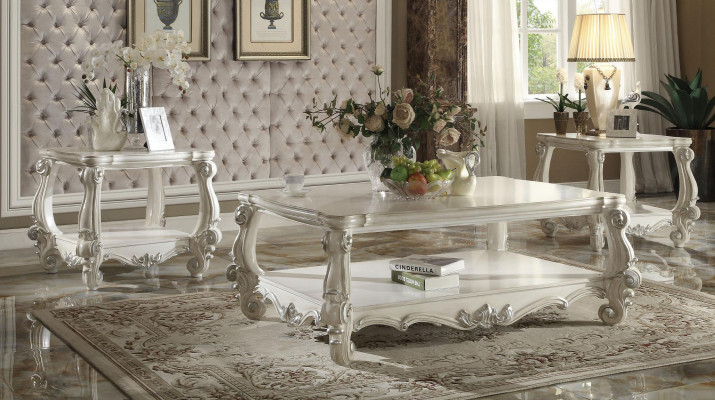 Élégante table basse classique de designer r décoration de table d'appoint en bois baroque.