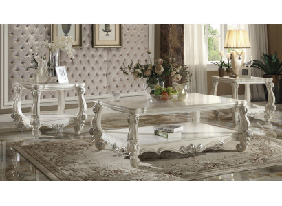 Élégante table basse classique de designer r décoration de table d'appoint en bois baroque.