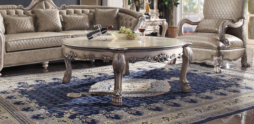 Meubles italiens en bois de style classique de luxe Beige Table basse Ronde pour le salon