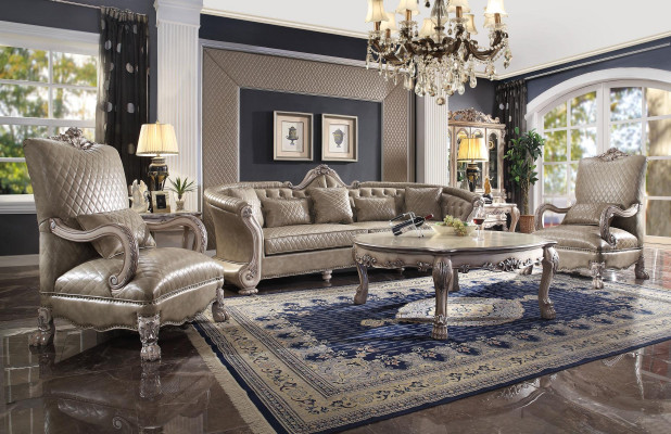 Meubles italiens en bois de style classique de luxe Beige Table basse Ronde pour le salon