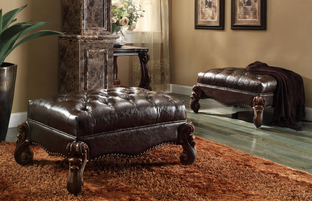 Repose-pieds Tabouret Tabouret rembourré Tabouret Ottoman Tabouret Chesterfield Baroque