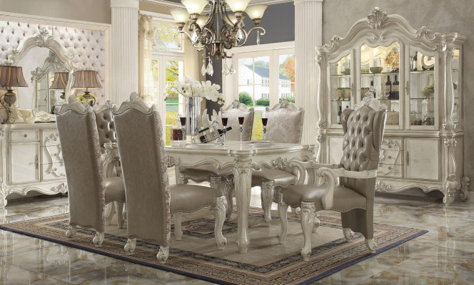 Ensemble salle à manger blanc suite design Table à manger Chaises Commode Miroir