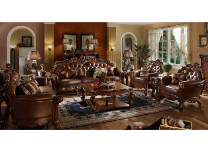 Canapé en cuir ensemble de canapés ensemble groupe canapé canapé chesterfield baroque