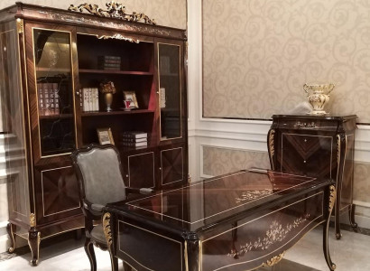 Aménagement Salle d'étude Mobilier de bureau Table Armoire Fauteuil 3 pièces Série Ensemble