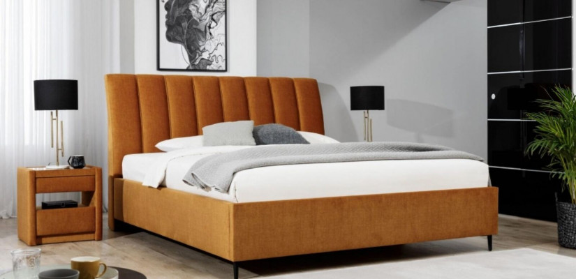 Lit Orange Chambre Rembourrage Mobilier Textile de Chambre à Coucher Style Moderne Lits