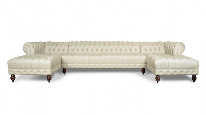 Canapé Chesterfield U Sofa Canapé classique en cuir en forme de U Canapé d'angle de vie paysage - 366