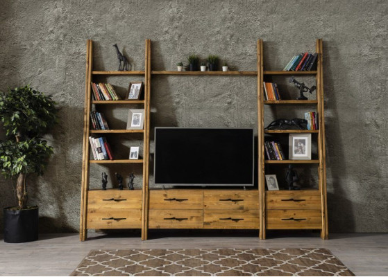 Meuble mural Meuble mural de luxe Armoire Mobilier Salon Meuble TV Buffet Bois