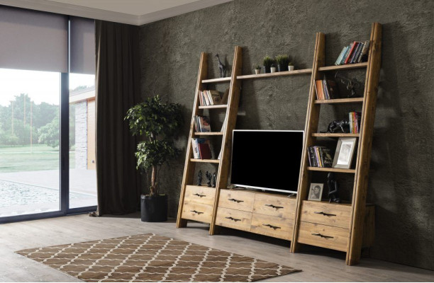 Meuble mural Meuble mural de luxe Armoire Mobilier Salon Meuble TV Buffet Bois