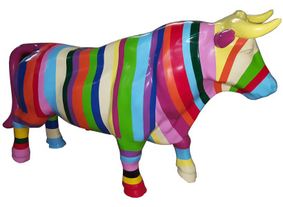Figurine abstraite vache design loft sculptures colorées chiffres décoration artisanale