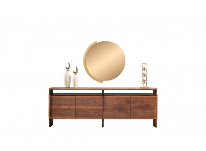 Suite Buffet Commode Commode Armoire Bois Marron Miroir 2 pièces