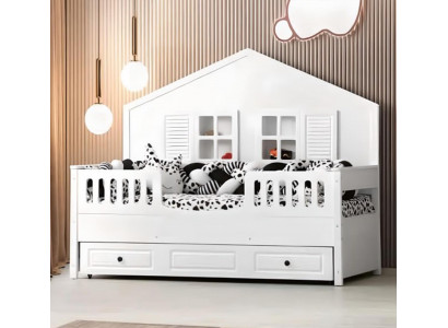 Lit d'enfants Lit en bois Lit fonctionnel Lit extensible Blanc Lit bois 90 x 200