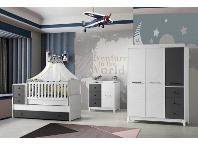Ensemble de chambre d'enfant moderne Composé de Lit d'enfant Armoire Commode 3 pièces nouveau