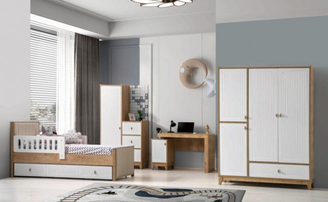 Ensemble complet de chambre d'enfants Lit 2x Armoire Table Lumineuse 4 pièces neuve.