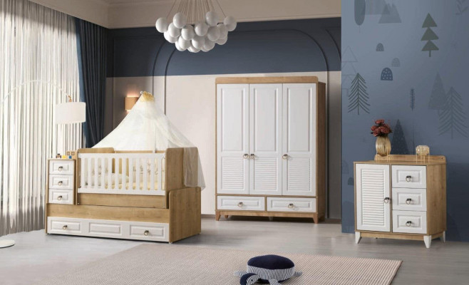Ensemble complet de chambre d'enfant Lit Armoire Commode Clarté 3 pièces nouveau