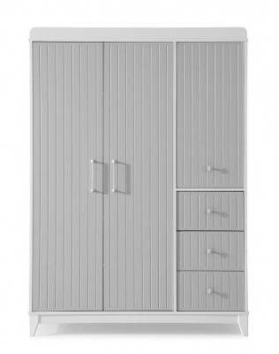 Chambre d'enfant moderne avec un luxueux armoire en gris offrant beaucoup d'espace de rangement