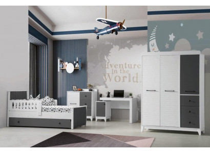 Ensemble de chambre d'enfants modernes comprenant un lit, une armoire, une commode, une table, 4 pièces.