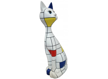Statues décoratives de chat designer, statues abstraites modernes peintes, 95 cm.