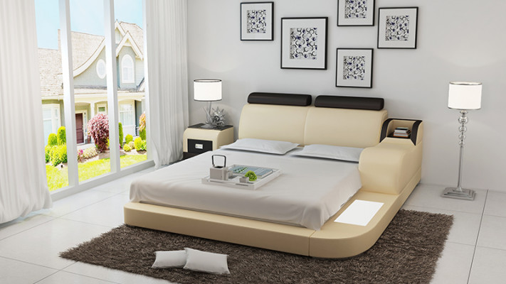 Lit design de luxe Lits de luxe en cuir Chambre moderne 140/160/180 LB8813