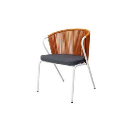Chaise avec des jambes en acier inoxydable souple et un dossier gris rond
