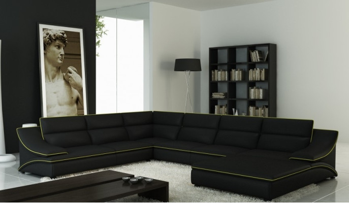 Canapé d'angle avec USB, canapé en cuir Living landscape Canapé Siège Suite d'angle en forme de U Eltmann