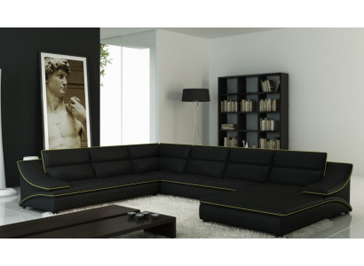 Canapé d'angle avec USB, canapé en cuir Living landscape Canapé Siège Suite d'angle en forme de U Eltmann