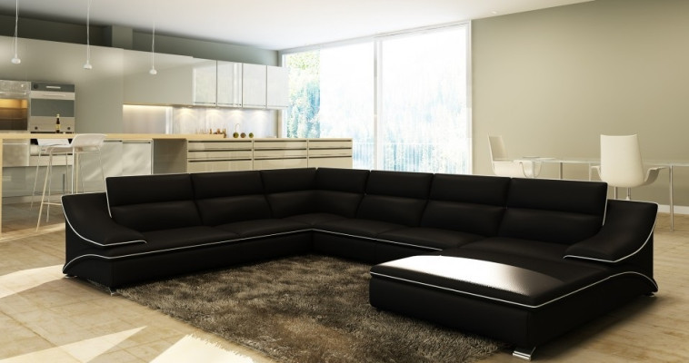 Canapé d'angle avec USB, canapé en cuir Living landscape Canapé Siège Suite d'angle en forme de U Eltmann