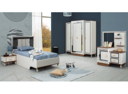 Suite Chambre Enfant Lit Lit Enfant Mobilier Enfant Blanc Bois Ensemble 5 pièces