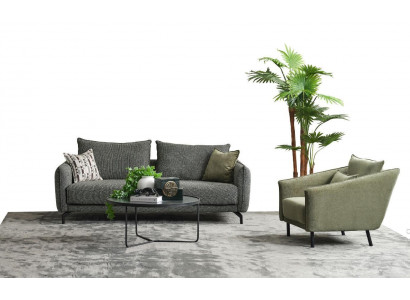 Salon Ensemble Canapé Trois places Fauteuil Canapé en tissu gris Ensemble de canapés 3+1 places
