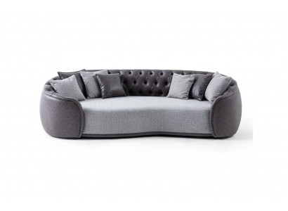 Élégance intemporelle Canapé Chesterfield 3 places Canapé en tissu gris 3 places Canapé rembourré en tissu
