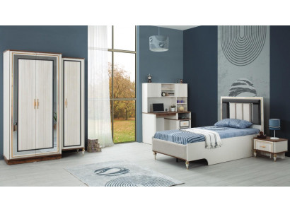 Meubles pour enfants Chambre d'enfants Lit Lit d'enfant Blanc Bois Ensemble de 4 pièces Tables