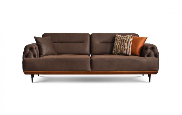 Canapé rembourré Canapé trois places Canapé 3 places Canapé en tissu marron Tissu moderne