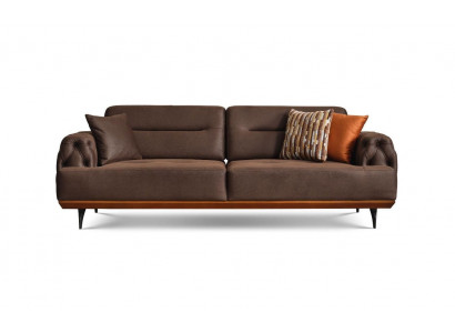 Canapé rembourré Canapé trois places Canapé 3 places Canapé en tissu marron Tissu moderne