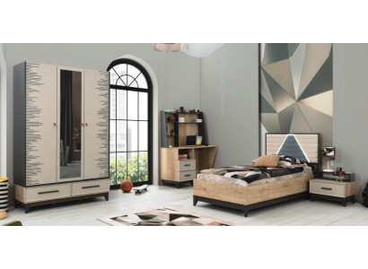Meubles pour enfants lit pour jeunes chambre d'enfant lit pour enfant bois marron ensemble de 4 pièces