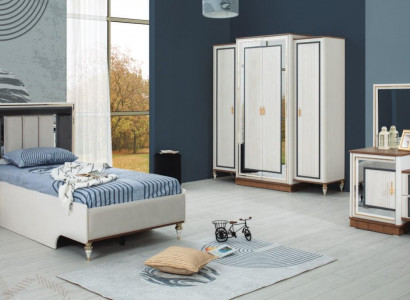Ensemble de chambre à coucher Lit jeunesse Lit pour enfants Ensemble en bois blanc 5 pièces Lit moderne